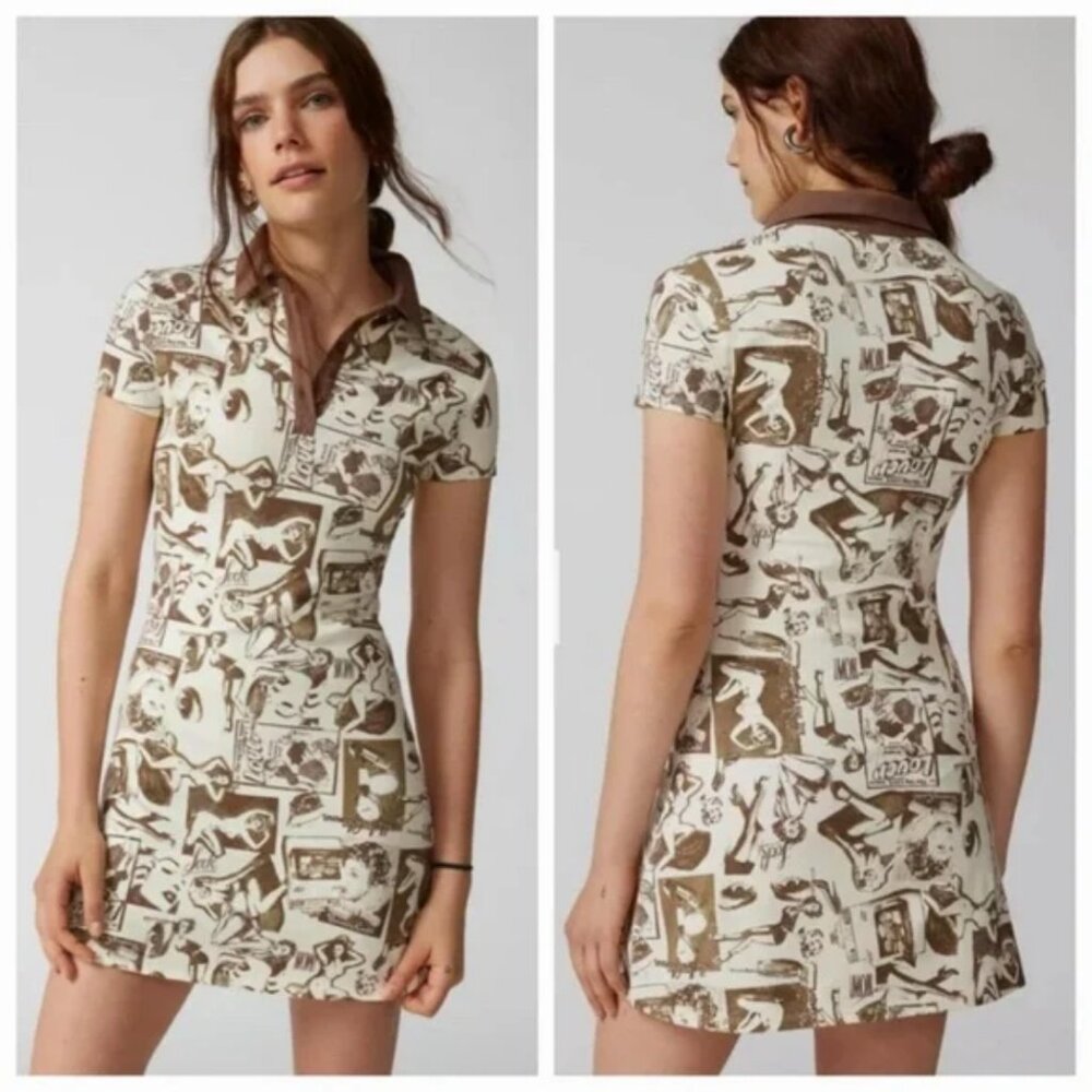 NWOT Urban Outfitters Hazel Printed Polo Mini Dress